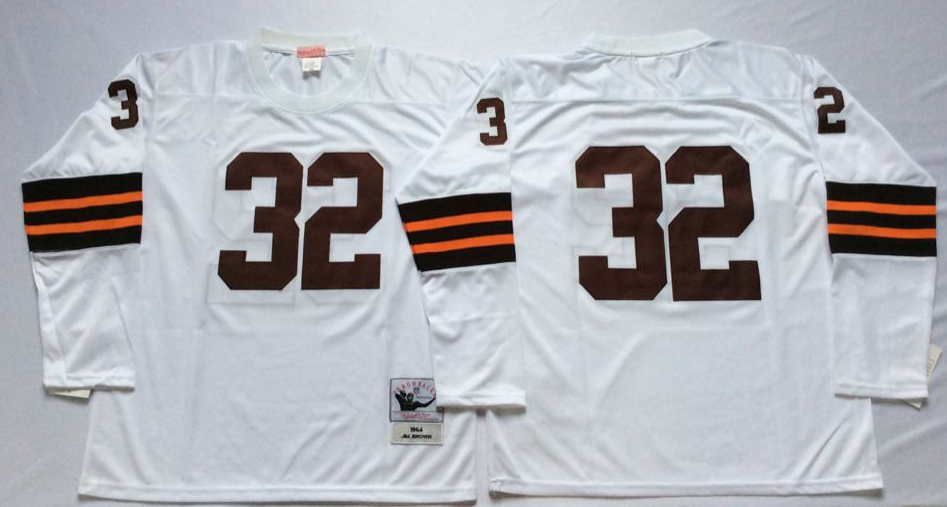 Men NFL Cleveland Browns 32 Brown white Mitchell Ness jerseys